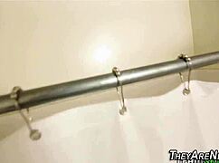 my first huge cock shower blowjob with latina teen cumshot blast