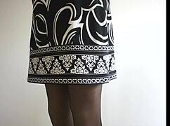 oh god alis black lingerie clings to her teasing upskirt panties and stockings