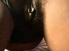Skinny ebony queefs creamy farts from hairy gaping beaver close up