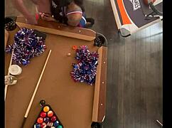 cheerleader, pool hall doggystyle on bbc or sloppy blowjob first?