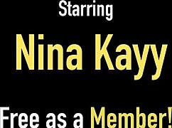 Wow, Nina Kayy gulps his hot jizz load all over her massive tits!