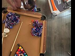 cheerleader, pool hall doggystyle on bbc or sloppy blowjob first?