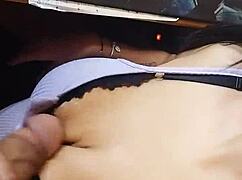 😍 Maya gives a steamy Cuban handjob to thank the king of the room with her big tits out 👅