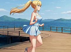 What If Blonde Hentai Slut Flashes Ass Tits at Public Pier Then Masturbates Loudly?
