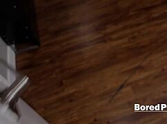 Gym stripper stepmoms get clothes ripped in wild threesome pounding