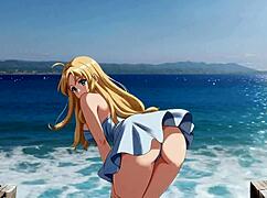 What If Blonde Hentai Slut Flashes Ass Tits at Public Pier Then Masturbates Loudly?