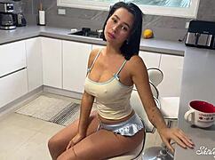 Stepdaughter's morning boost hits hard with old young big cock doggystyle pounding her tight pussy.