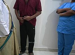 Doctor lady flashes and fucks patient in hospital room?