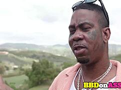 Curious housewife sneaks voyeur peek then fucks famous rapper's big black cock hardcore
