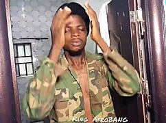 Army boyfriend films ebony fiancee moaning loud while riding dildo and boyfriend's cock passionately