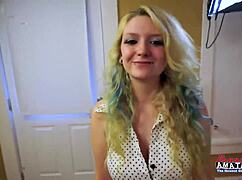 Skinny Blonde Coed Chelsie R Deepthroats Cum Before Pussy Gets Jizzed Hard