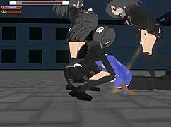 3d femdom university turns into wild 3v1 fight gameplay