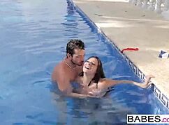 elegant babes take hardcore anal fucking poolside with joel