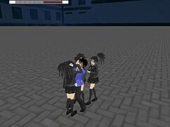 3d femdom university turns into wild 3v1 fight gameplay