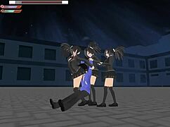 3d femdom university turns into wild 3v1 fight gameplay