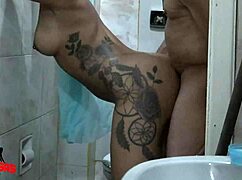 bathroom quickie with neighbor he came over hot 🚿🍆