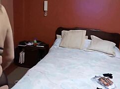 i masturbate hairy pussy in lingerie while stepson watches stroking his small cock