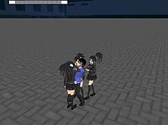 3d femdom university turns into wild 3v1 fight gameplay