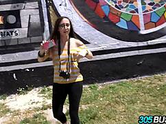 Glasses slut pays cash fare with rough bus fuck humiliation