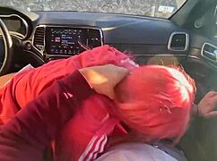 WOW, Asian Slut Deepthroats Huge Cock in Car for Massive Facial Cumshot!