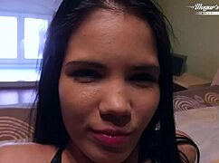 WOW, Cute Brunette Lovenia Lux in Private Casting with Big Cock Deepthroat and Doggystyle!