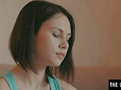Eager cute brunette teen strips spies on herself fingering wet clit to orgasm