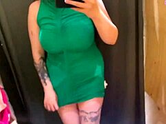 omg my beautiful stepmom strips in changing room showing huge natural tits and pierced nipples