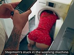 stepmom stuck in washer?? stepson fucks her doggystyle to creampie finish!