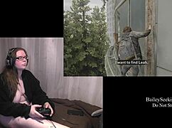 Naked BBW Ellie In Glasses Plays Last Of Us 2 With Big Tits Bouncing