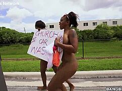 Church girls hop on bang bus for group interracial fun