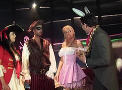 White rabbit alice ride cocks cowgirl in wild group cumshot stockings orgy