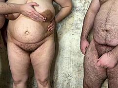 Chubby wife milf endures rough double penetration in ass and pussy bareback