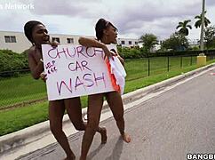 Church girls hop on bang bus for group interracial fun