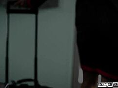 What if a flight attendant in lingerie caught you cheating with her shaved pussy and small tits during wedding season?