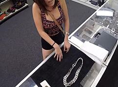 Bimbo Slut Fucks Shaved Pussy Hardcore In Shop
