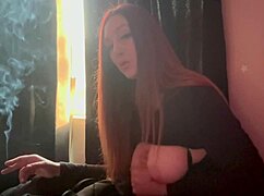 artemisia love smokes cig while pounding dildo deep in her milf pussy