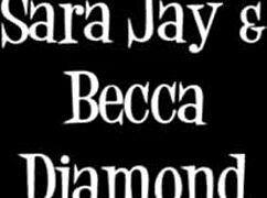 Blonde cutie Becca Diamond licks interracial pussy with dildo toys and big tits action