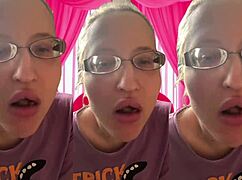 asmr glasses girl pops bubblegum bubbles close in headphones