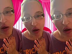 asmr glasses girl pops bubblegum bubbles close in headphones