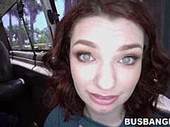 redhead annabel redd's huge natural tits bounce wildly on bus cock ride