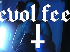 She presses bare feet to his eager tongue