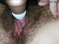 that dirty hairy pussy with huge clit rubs to dripping orgasm close up so wet