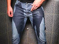 hey dude, ever seen a guy pee in his jeans outdoors then cum hard at the end?