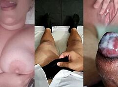 i saw my ex masturbating her tight wet pussy and jerked my small dick watching her 👀💦