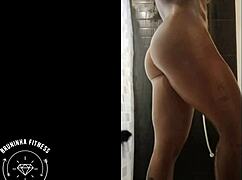 Fiery redhead bombshell shaves her wet pussy smooth in steamy shower bath