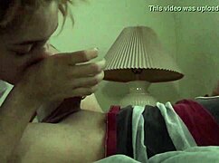 Girlfriend's deepthroat morning blowjob on huge cock wakes him right up