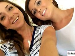 shaved sorority teen beaver licked passionately by brunette babe