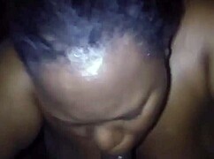 Sloppy ebony thot deepthroats monster black cock swallows huge cumshot pov