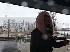 German scout spots berlin teen on street and films her first encounter