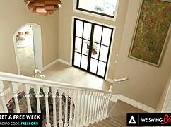 hey we swing both ways in this steamy bisexual threesome aliya brynn takes anal double penetration from two guys